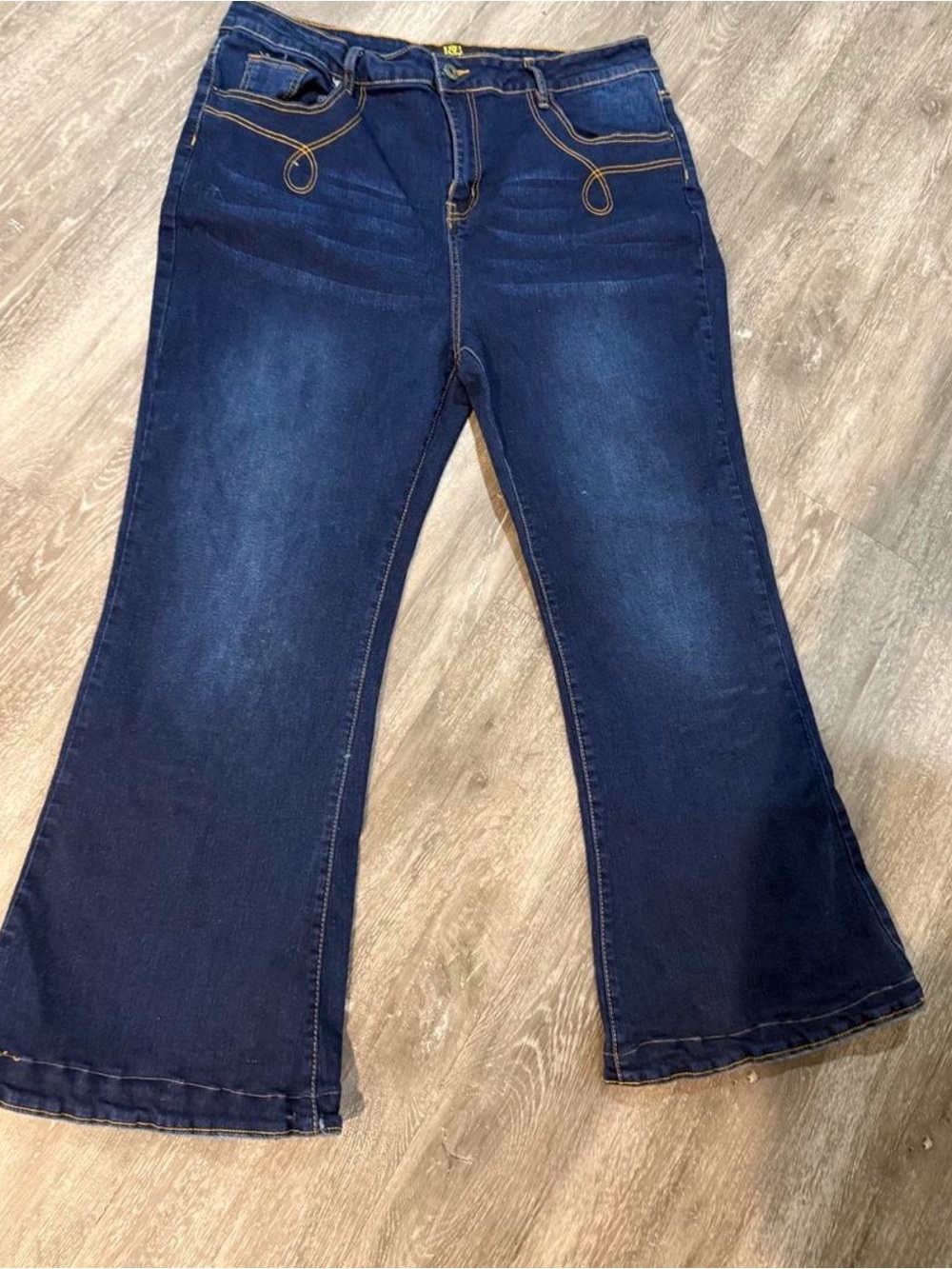 L&B Dark Blue Flare Jeans with Contrast Stitching
